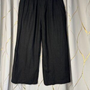Eskandar Linen Capri Cropped Japanese Pants – Black, Size 1